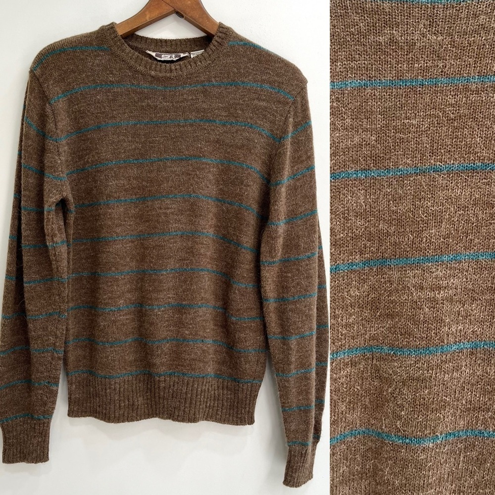 Vintage Brown and Teal Striped Crewneck Sweater
